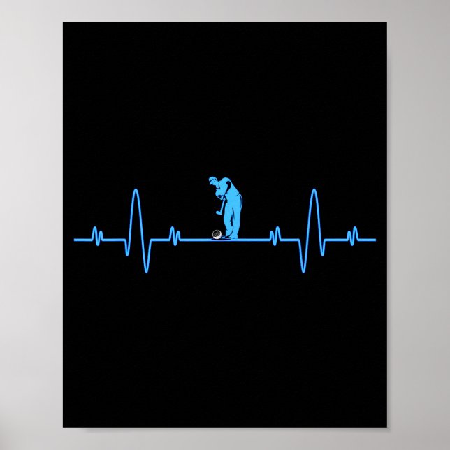 Funny Golf Heartbea - Golfers Men Women Cool  Poster (Front)