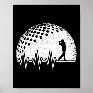 Funny Golf Heartbeat Golf Player Vintage Golfer Poster