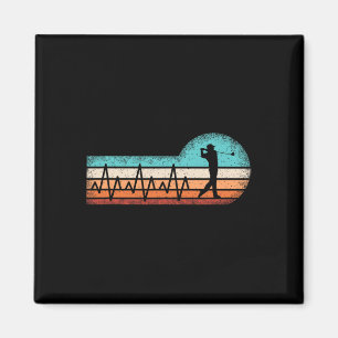 Funny Golf Heartbeat Retro Golf Lover Golfer Men Magnet