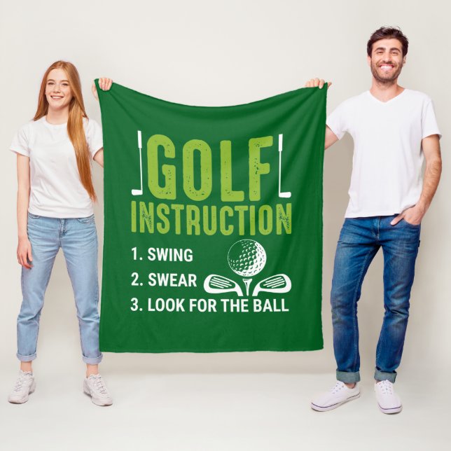 Funny Golf instruction word art  Fleece Blanket (In Situ)