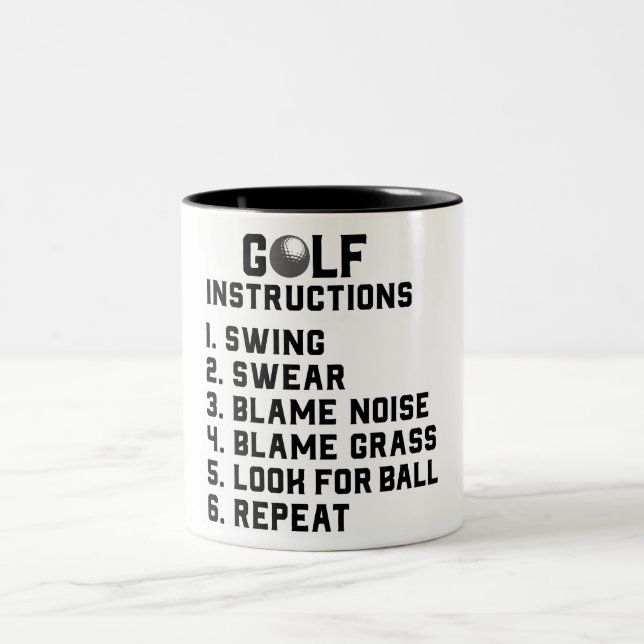 Funny Golf Instructions Two-Tone Coffee Mug (Center)