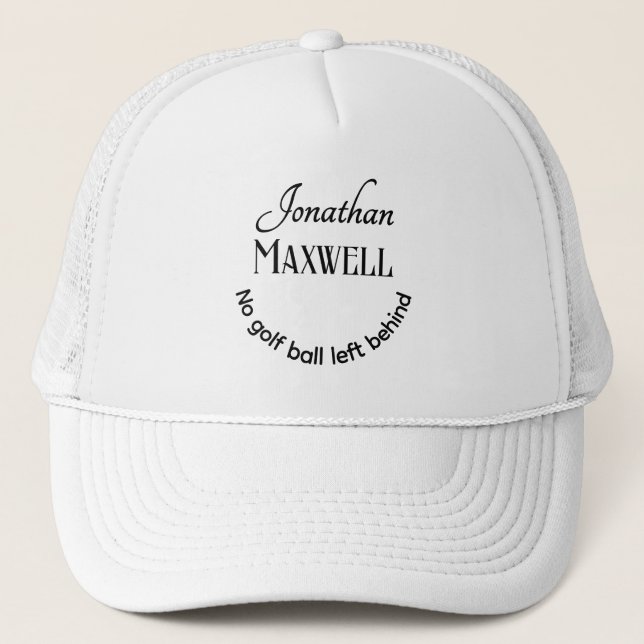 Funny Golf Joke Personalised Names Bold Typography Trucker Hat (Front)
