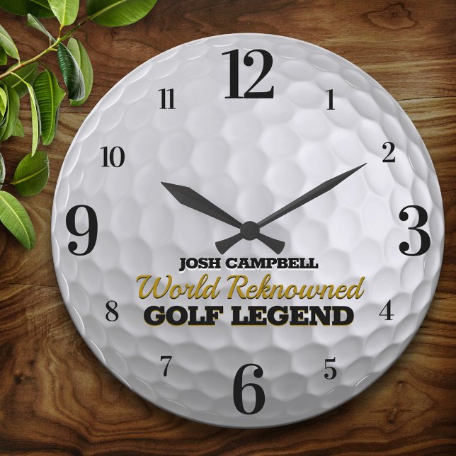 Funny Golf Legend Golf Ball Personalised Large Clock (Creator Uploaded)
