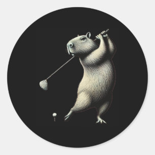 Funny Golf Lover Crew Matching Dad Mum Capybara Go Classic Round Sticker