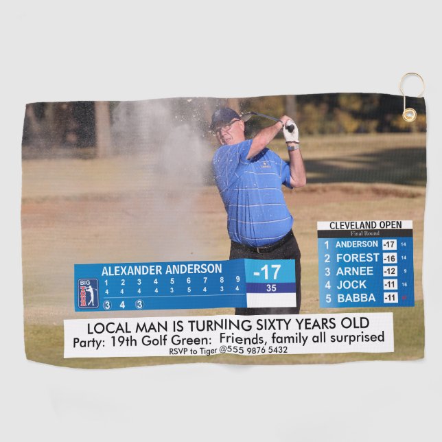 Funny Golf News ️♂ 40th 50th 60th Men Birthday  Towel (Horizontal)