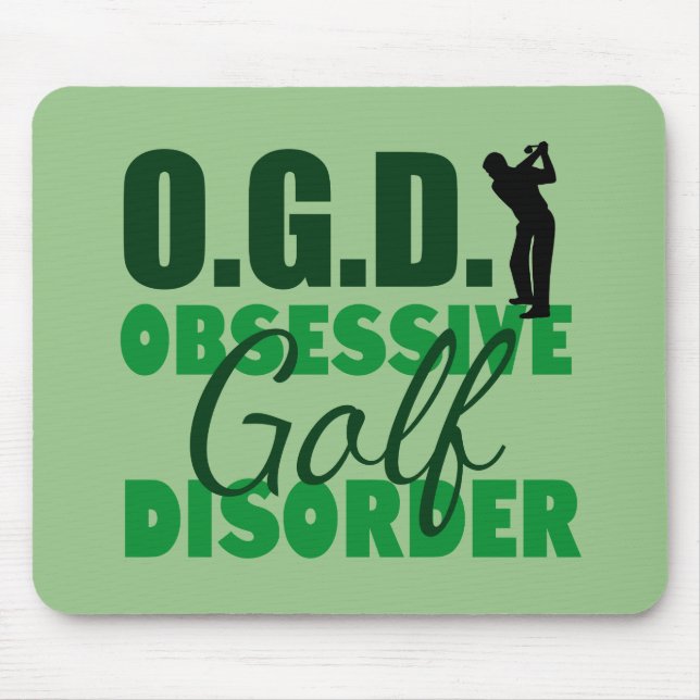 Funny Golf Obsessed Green Mouse Mat (Front)