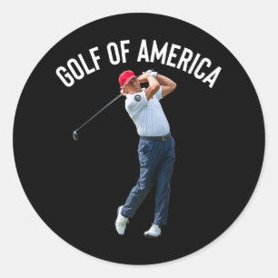 Funny Golf Of America Donald Trump Classic Round Sticker