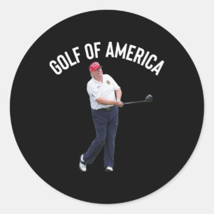 Funny Golf Of America Donald Trump Pun Classic Round Sticker