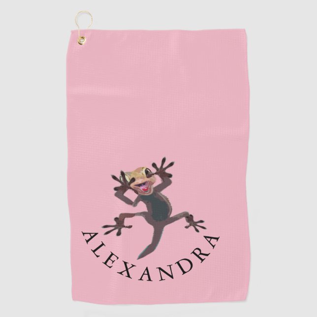 Funny  Golf Pink Personal Gift Golf Towel (Front)