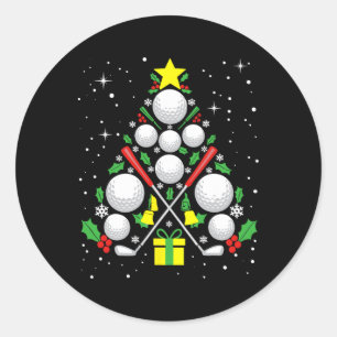 Funny Golf Player Xmas Lights Golf Christmas Tree Classic Round Sticker
