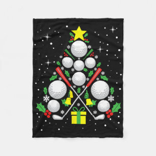 Funny Golf Player Xmas Lights Golf Christmas Tree Fleece Blanket