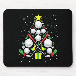 Funny Golf Player Xmas Lights Golf Christmas Tree Mouse Mat