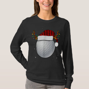 Funny Golf Reindeer Santa Hat Christmas Pyjamas Ho T-Shirt