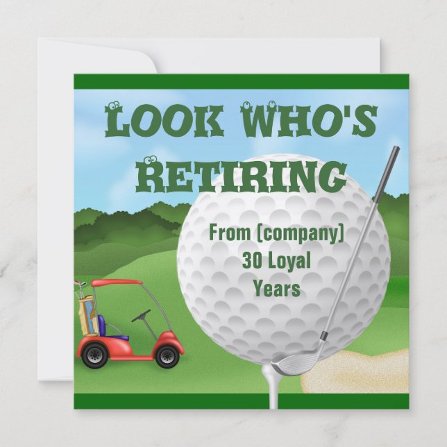 FUNNY Golf  Retirement Invitations TEMPLATE (Front)