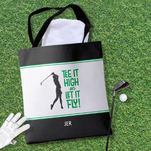 Funny Golf Saying Modern Green Black  Tote Bag