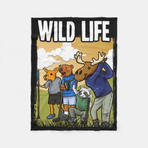 Funny Golf Shirt With Deer Racoon Moose Bear Golf Fleece Blanket