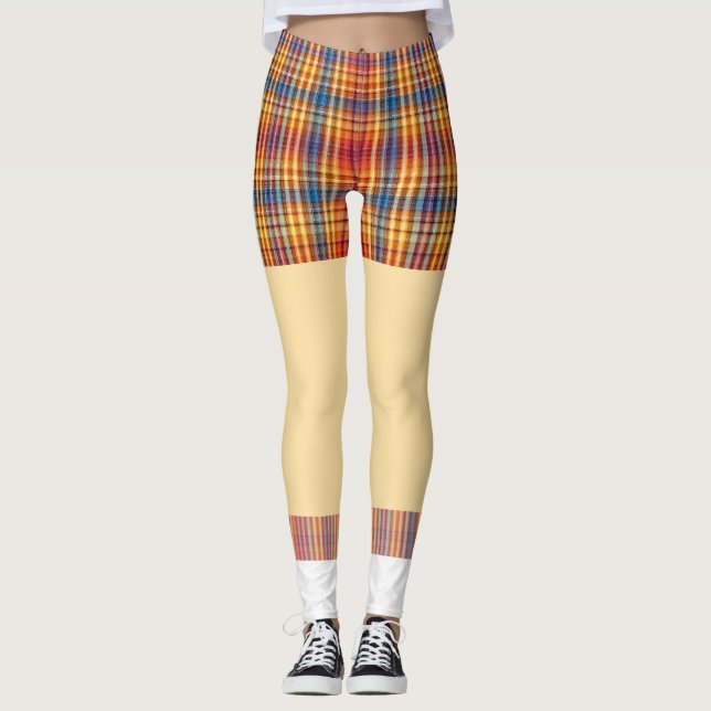 Funny golf shorts socks plaid pattern  leggings (Front)