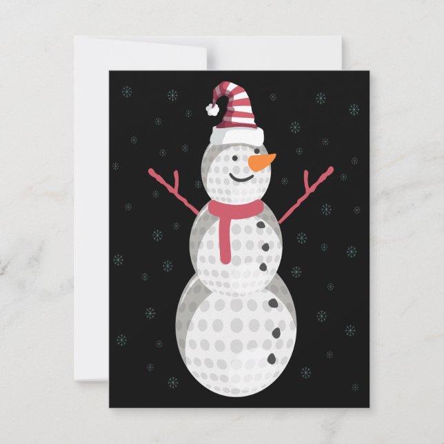 Funny Golf Snowman Christmas New Year Gift Card (Front)