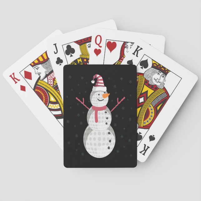 Funny Golf Snowman Christmas New Year Gift Playing Cards (Back)