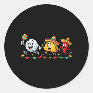 Funny Golf Taco Cinco De Mayo Womens Mens Kids Classic Round Sticker