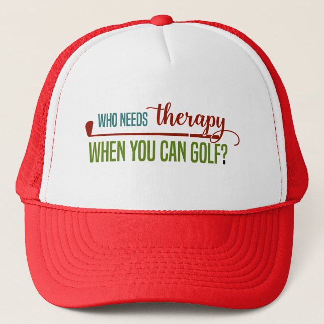 Funny Golf Therapy Trucker Hat (Front)