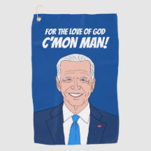 Funny golf towel gift with Joe Biden cartoon