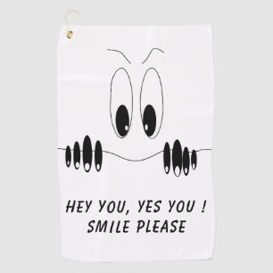 Funny Golf Towel with Curiosity Eyes - Smile
