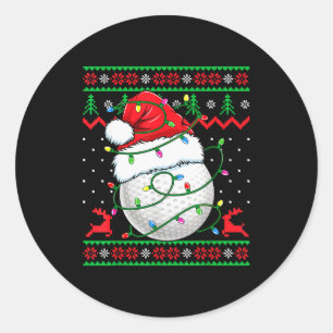 Funny Golf Ugly Christmas Sweater Womens Mens Golf Classic Round Sticker