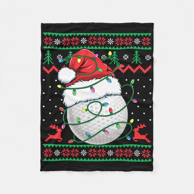 Funny Golf Ugly Christmas Sweater Womens Mens Golf Fleece Blanket (Front)