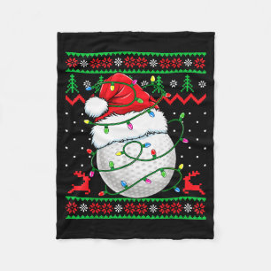 Funny Golf Ugly Christmas Sweater Womens Mens Golf Fleece Blanket