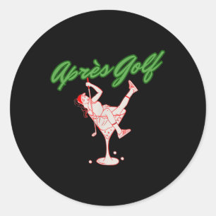 Funny Golfer Apres Golf Retro Girl Golfer In Marti Classic Round Sticker