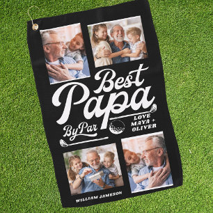 Funny Golfer Best Dad By Par Photo   Father's Day  Golf Towel