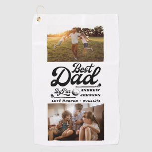 Funny Golfer Best Dad By Par Photo   Monogram Name Golf Towel