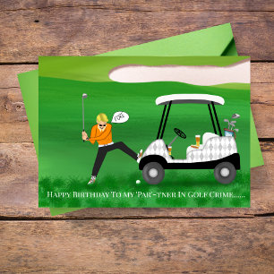 Funny Golfer Birthday Card With Beer & Hot Dog