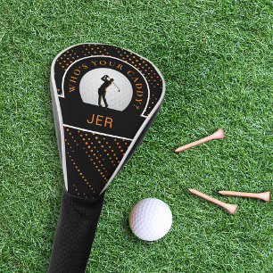 Funny Golfer Caddy Quote Custom Monogrammed Black Golf Head Cover
