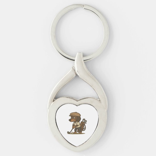 Funny Golfer Gift � Dachshund on the Tee Key Ring (Front)