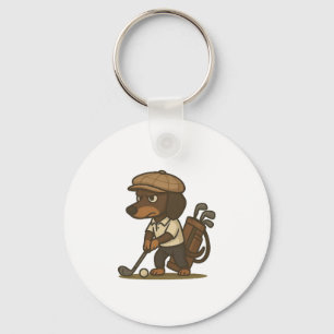 Funny Golfer Gift � Dachshund on the Tee Key Ring