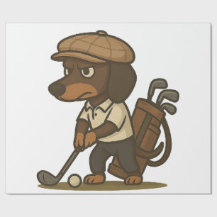 Funny Golfer Gift � Dachshund on the Tee Wrapping Paper