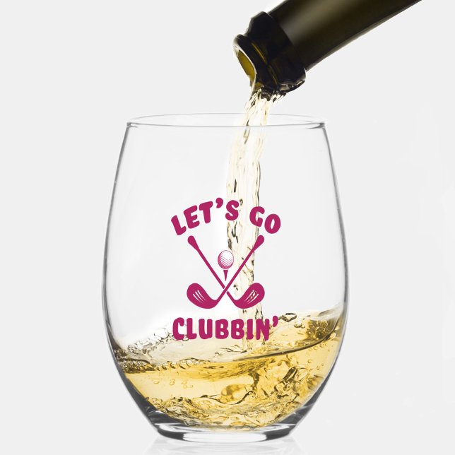 Funny Golfer Golf Club Humour Modern Sports Pink Stemless Wine Glass (Funny Golfer Golf Club Humor Modern Sports Pink Stemless Wine Glass)