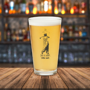 Funny Golfer Life Saying Retro Style Man  Glass