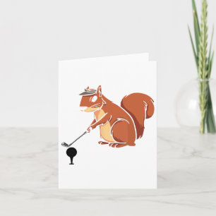 Funny Golfer Squirrel With A Golf Club - Golfing S Card