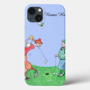 Funny Golfers Cartoon Illustration iPhone 13 Case