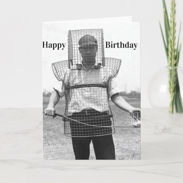 funny golfing cat Birthday Card (Front)