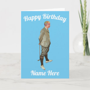 funny golfing cat Birthday card