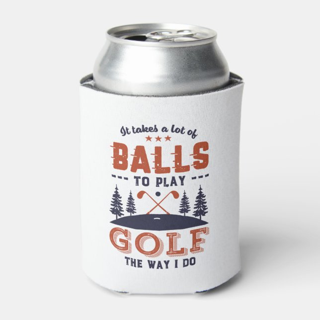 Funny Golfing Golfer Lots of Balls To Play Golf Can Cooler (Can Front)