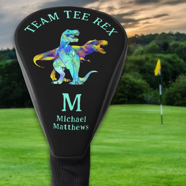 Funny Golfing Team Tee Rex Dinosaur Joke Custom Golf Head Cover (Personalized funny team tee Rex dinosaur golfing joke golf head cover for team golf monogram & name)