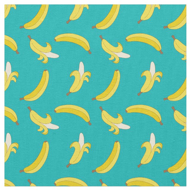 Funny Gone Bananas illustrated pattern Fabric (Close Up)