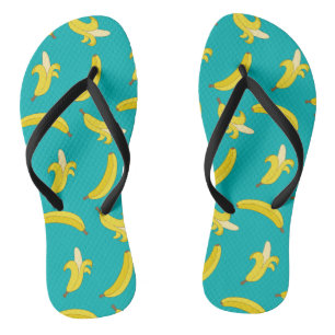 Funny Gone Bananas illustrated pattern Flip Flops