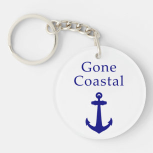 Funny Gone Coastal Nautical Blue Anchor Key Ring