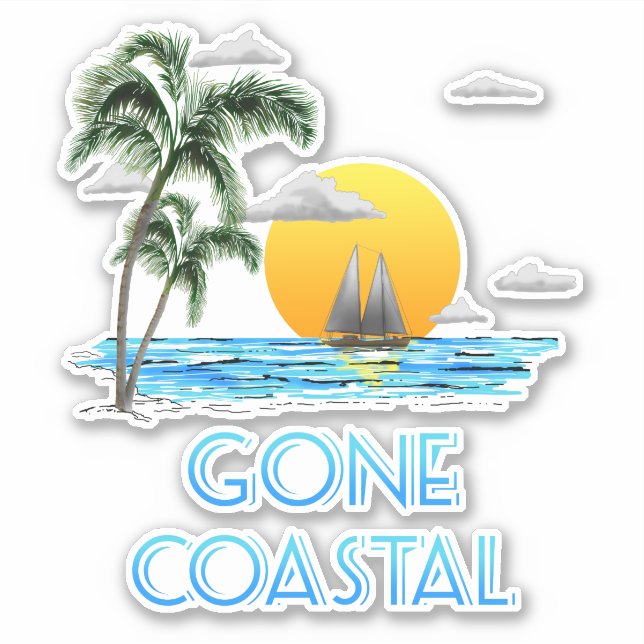 Funny Gone Coastal Nautical Sailing Sunset (Front)